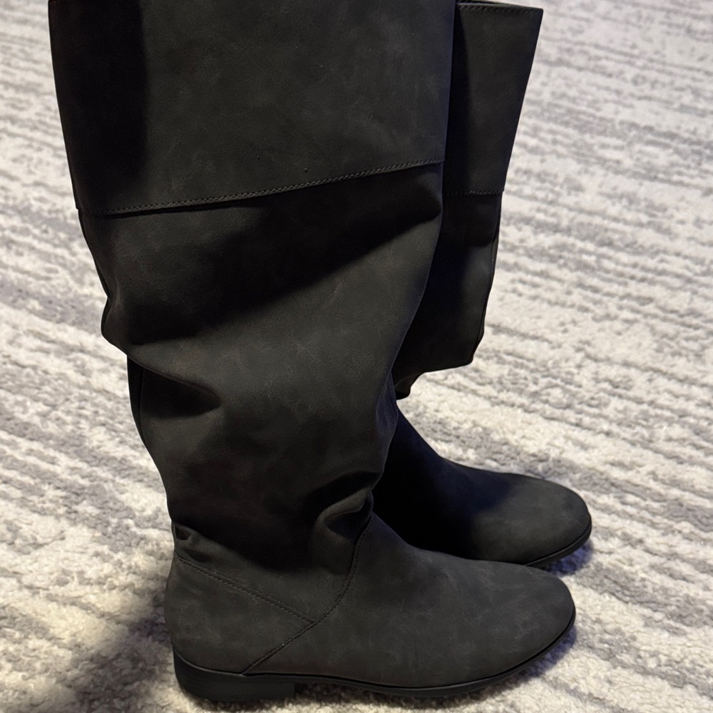 Style & Co. Women's Over Wide Calf Charcoal Boots